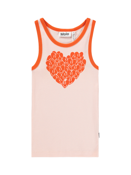 Molo Kids' Rosie Pure Cotton Sleeveless Heart Print Top, Pink Cloud - view 2, Pink Cloud