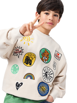 Molo Kids' Mar Cotton Blend Sweatshirt, Patch Party, Patch Party
