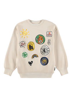 Molo Kids' Mar Cotton Blend Sweatshirt, Patch Party - view 2, Patch Party