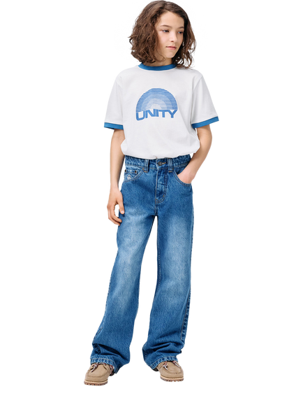 Molo Kids' Alban Relaxed Denim Jeans, Blue, Blue