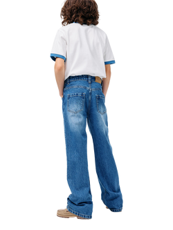 Molo Kids' Alban Relaxed Denim Jeans, Blue - view 2, Blue