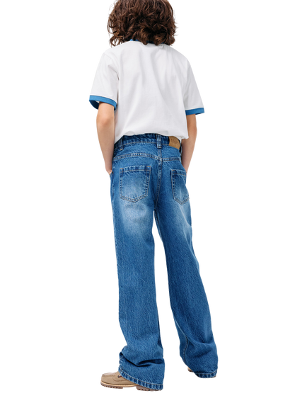 Molo Kids' Alban Relaxed Denim Jeans, Blue - view 2, Blue