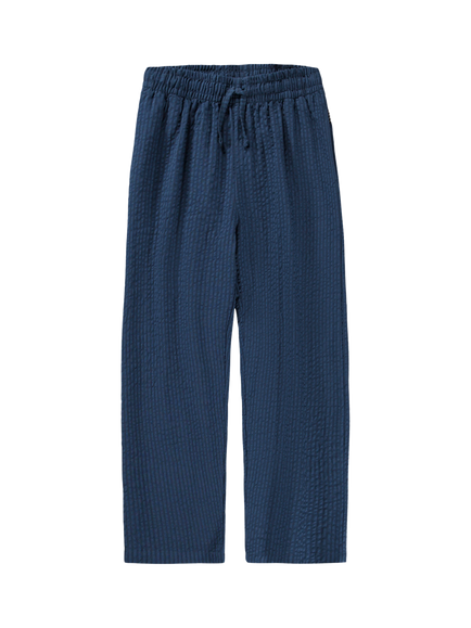 Molo Kids' Amon Cotton Seersucker Drawstring Trousers, Oceanica - view 2, Blue
