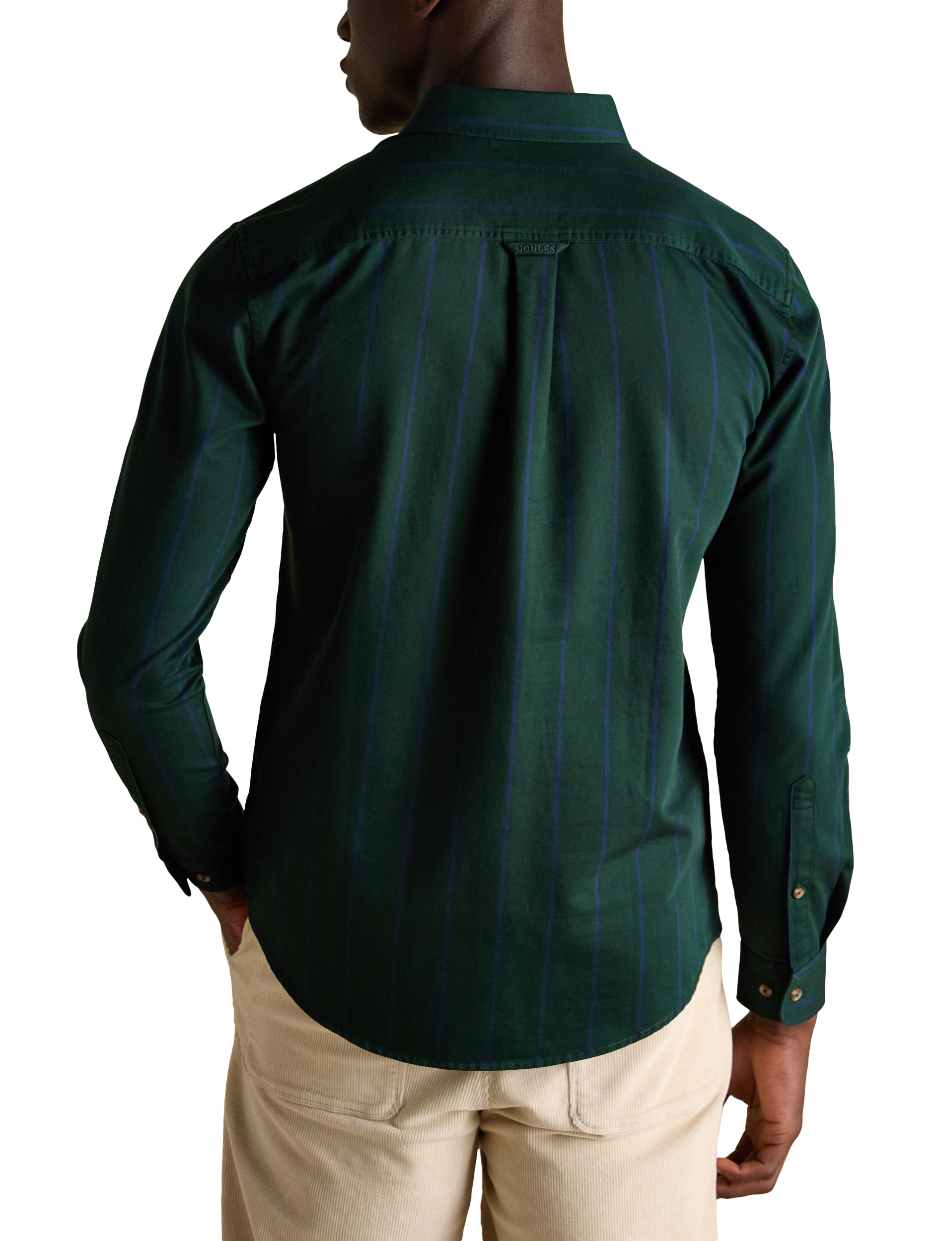 Product image 2 of 9, which shows Joules Striped Cotton Shirt, Green, S