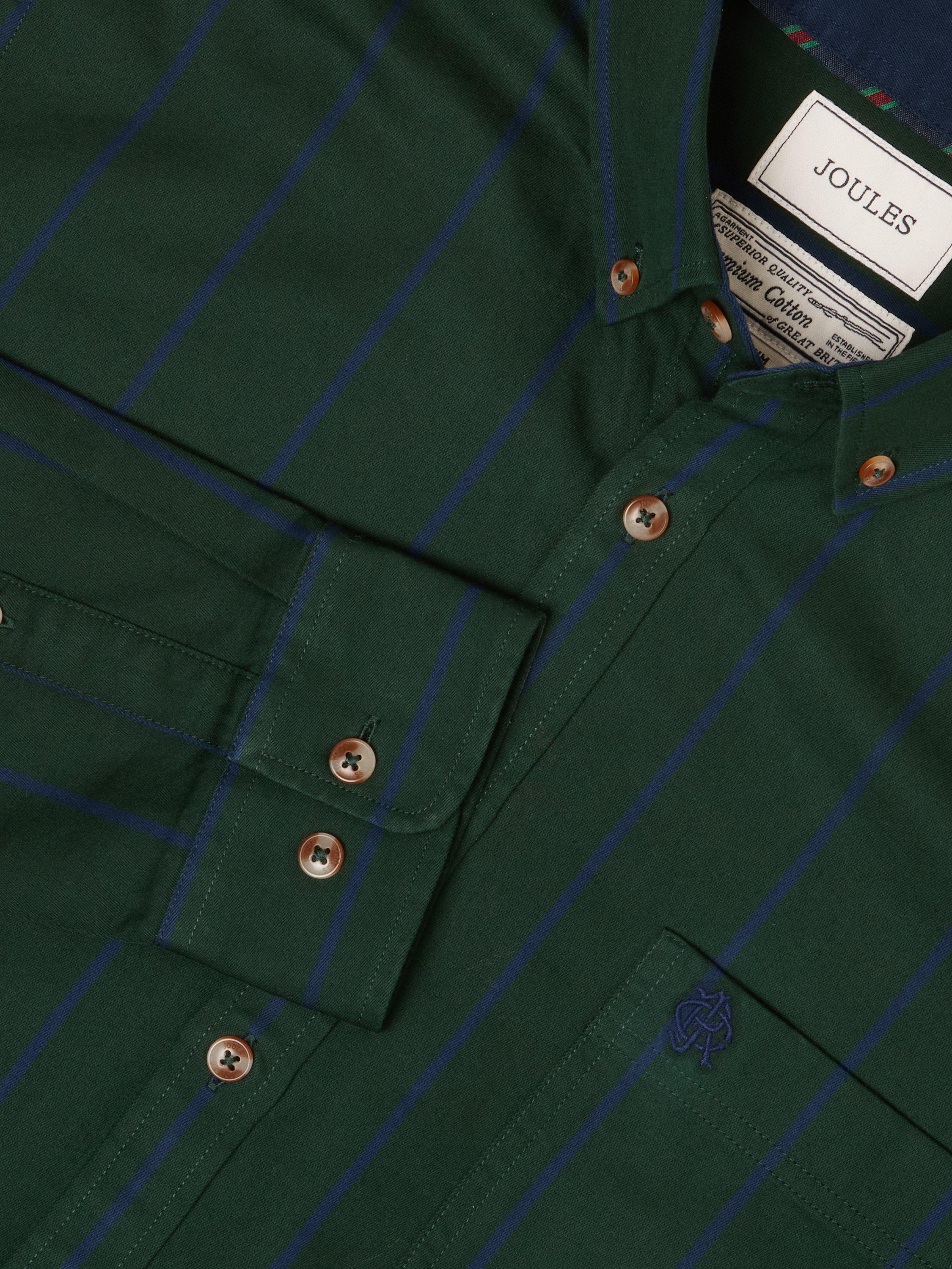 Product image 5 of 9, which shows Joules Striped Cotton Shirt, Green, S