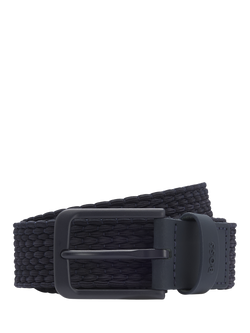 BOSS Elastic Woven & Leather Belt, Dark Blue, Dark Blue