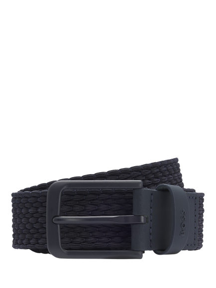 BOSS Elastic Woven & Leather Belt, Dark Blue, Dark Blue