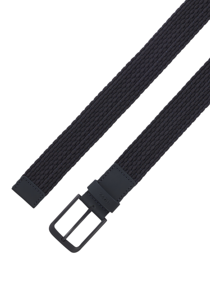 BOSS Elastic Woven & Leather Belt, Dark Blue - view 2, Dark Blue