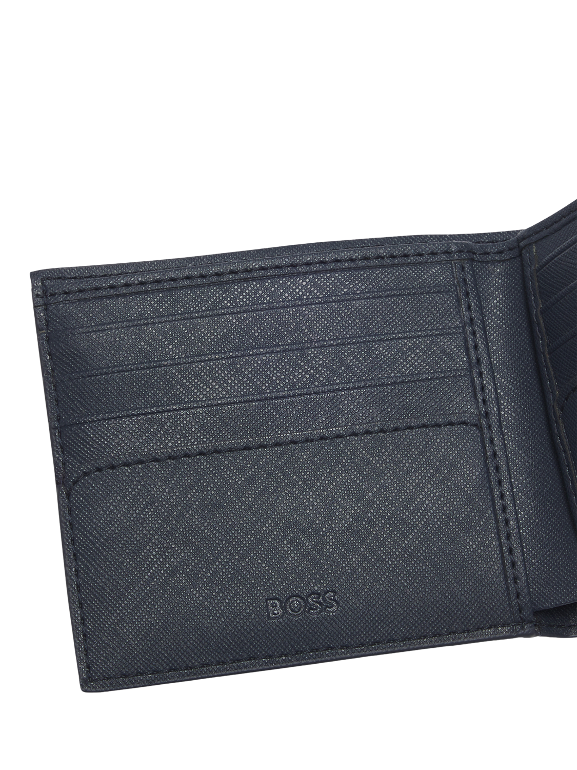 Product image 4 of 4, which shows BOSS Leather Embossed Logo Wallet, Open Blue, One Size