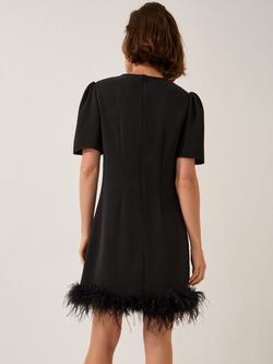 Monsoon Arlette Feather Trim Dress, Black - view 2, Black
