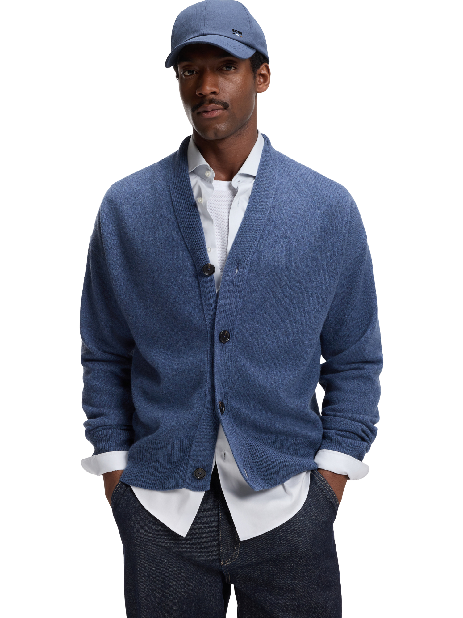 Product image 4 of 4, which shows BOSS Cotton Logo Baseball Cap, Open Blue