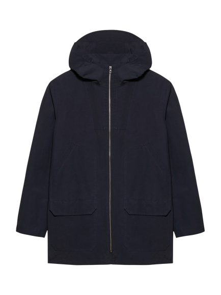Maison Standards Flavien Cotton Blend Hooded Parka Coat, Navy - view 2, Navy