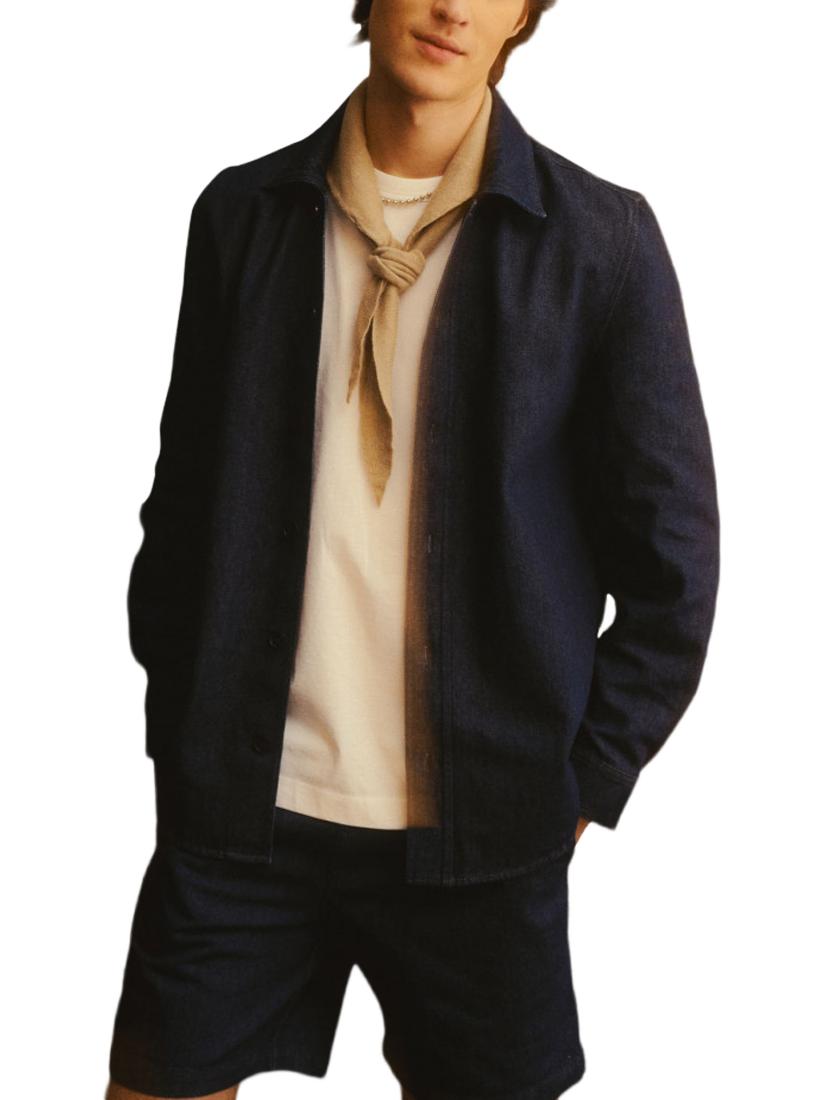 Product image 1 of 4, which shows Maison Standards Gaston Denim Overshirt, Blue, S