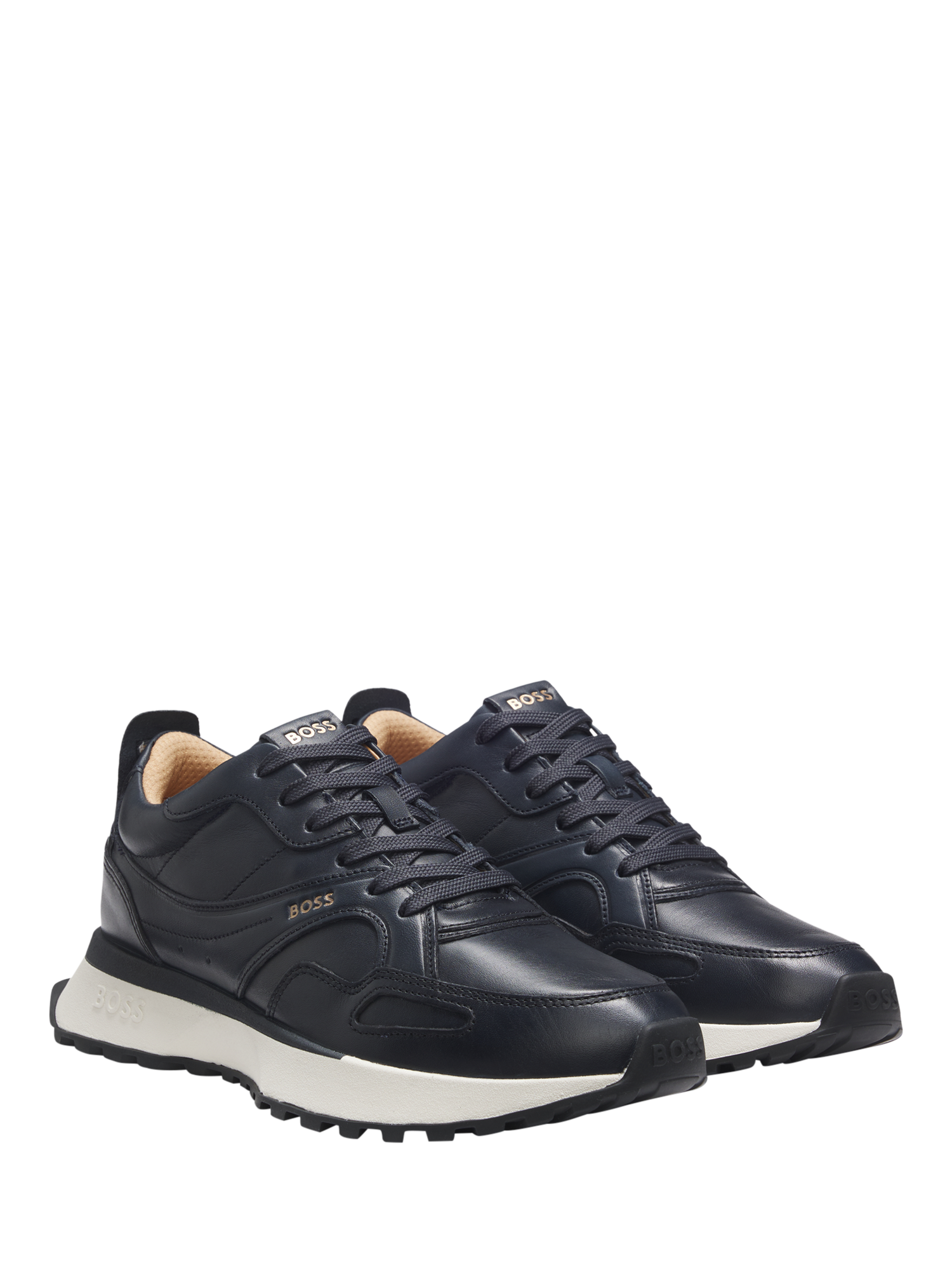 Product image 2 of 2, which shows HUGO BOSS BOSS Jonah Lace Up Leather Trainers, Navy, 8