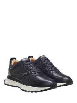 HUGO BOSS BOSS Jonah Lace Up Leather Trainers, Navy - view 2, Navy