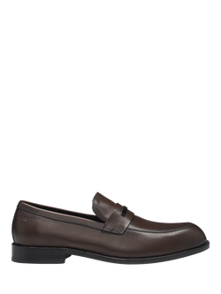 HUGO BOSS Leather Loafers, Dark Brown, Dark Brown