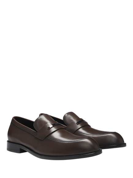 HUGO BOSS Leather Loafers, Dark Brown - view 2, Dark Brown