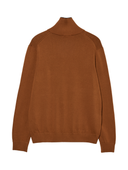 SISLEY Cotton Blend Fine Knit Zip-Neck Jumper - view 2, Tobacco Brown