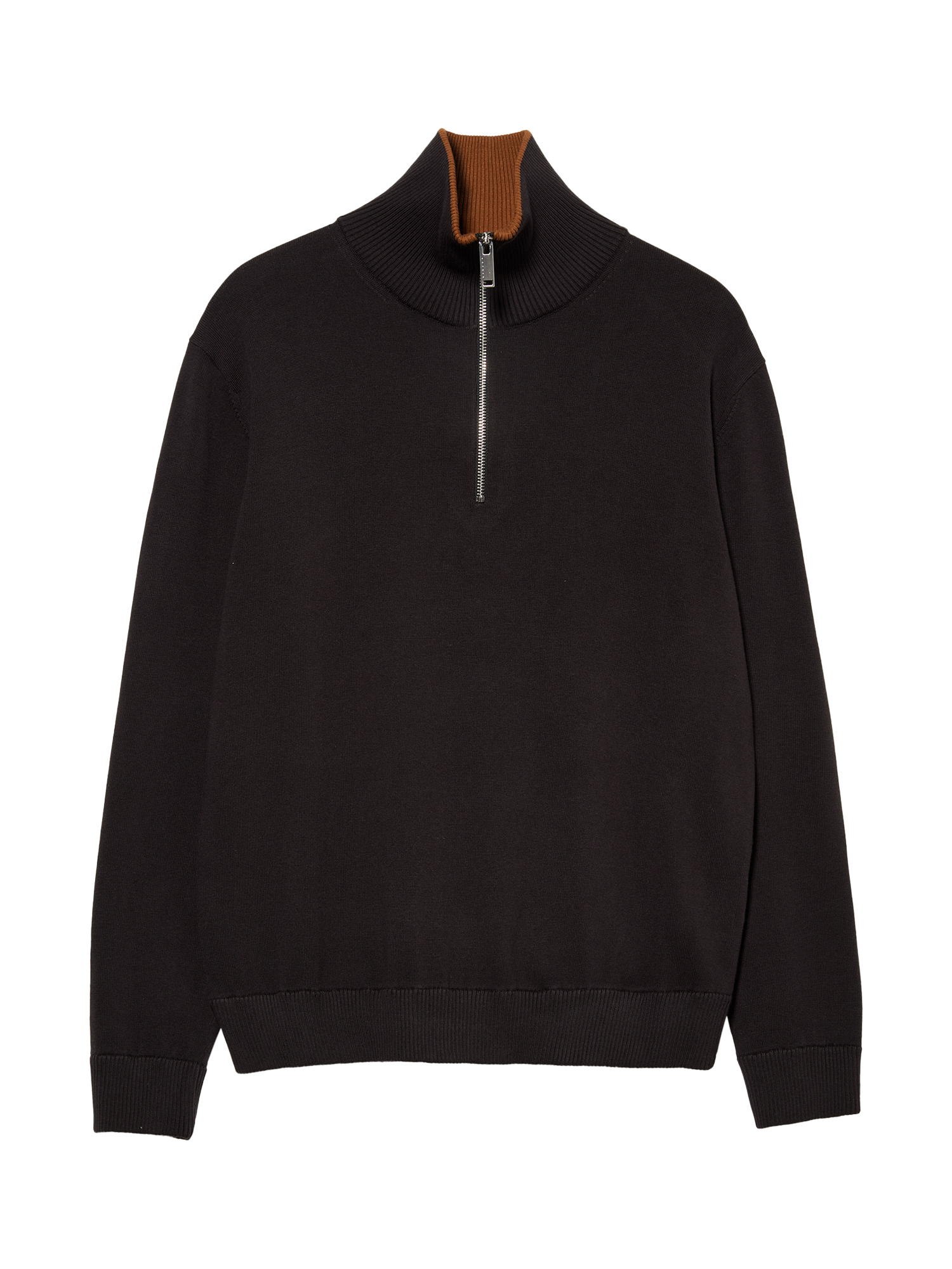 Product image 1 of 2, which shows SISLEY Cotton Blend Fine Knit Zip-Neck Jumper, Black/Multi, S