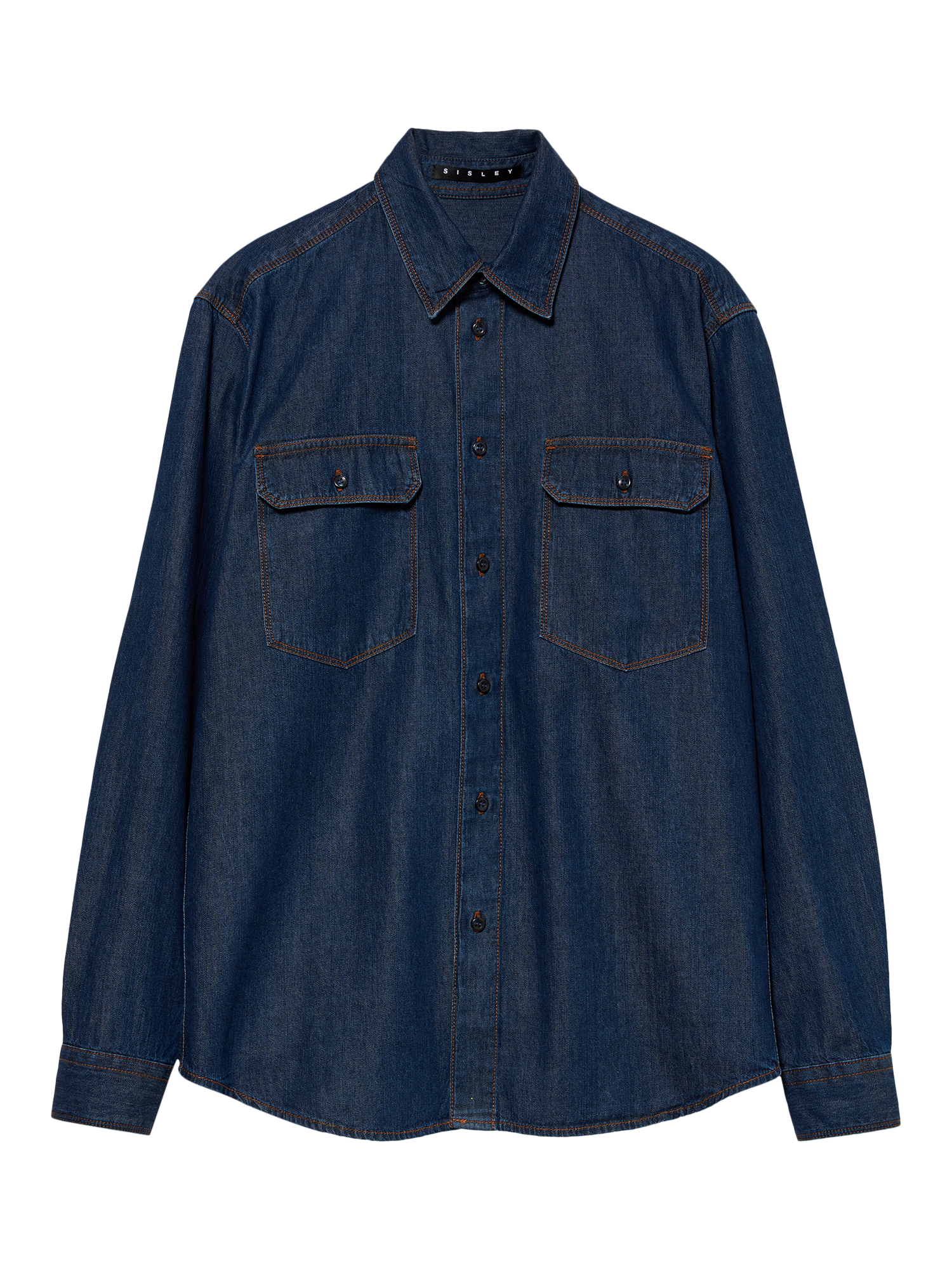 Product image 1 of 2, which shows SISLEY Regular Fit Denim Shirt, Dark Blue, XXL