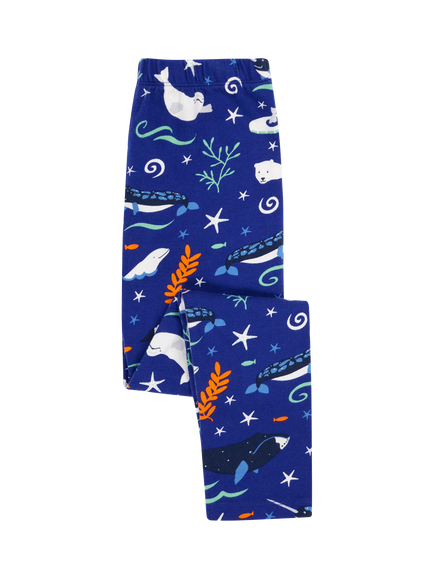 Frugi Kids' Libby Cotton Rich Printed Leggings, Blue/Multi, Blue/Multi