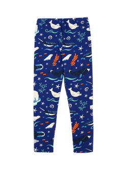 Frugi Kids' Libby Cotton Rich Printed Leggings, Blue/Multi - view 2, Blue/Multi