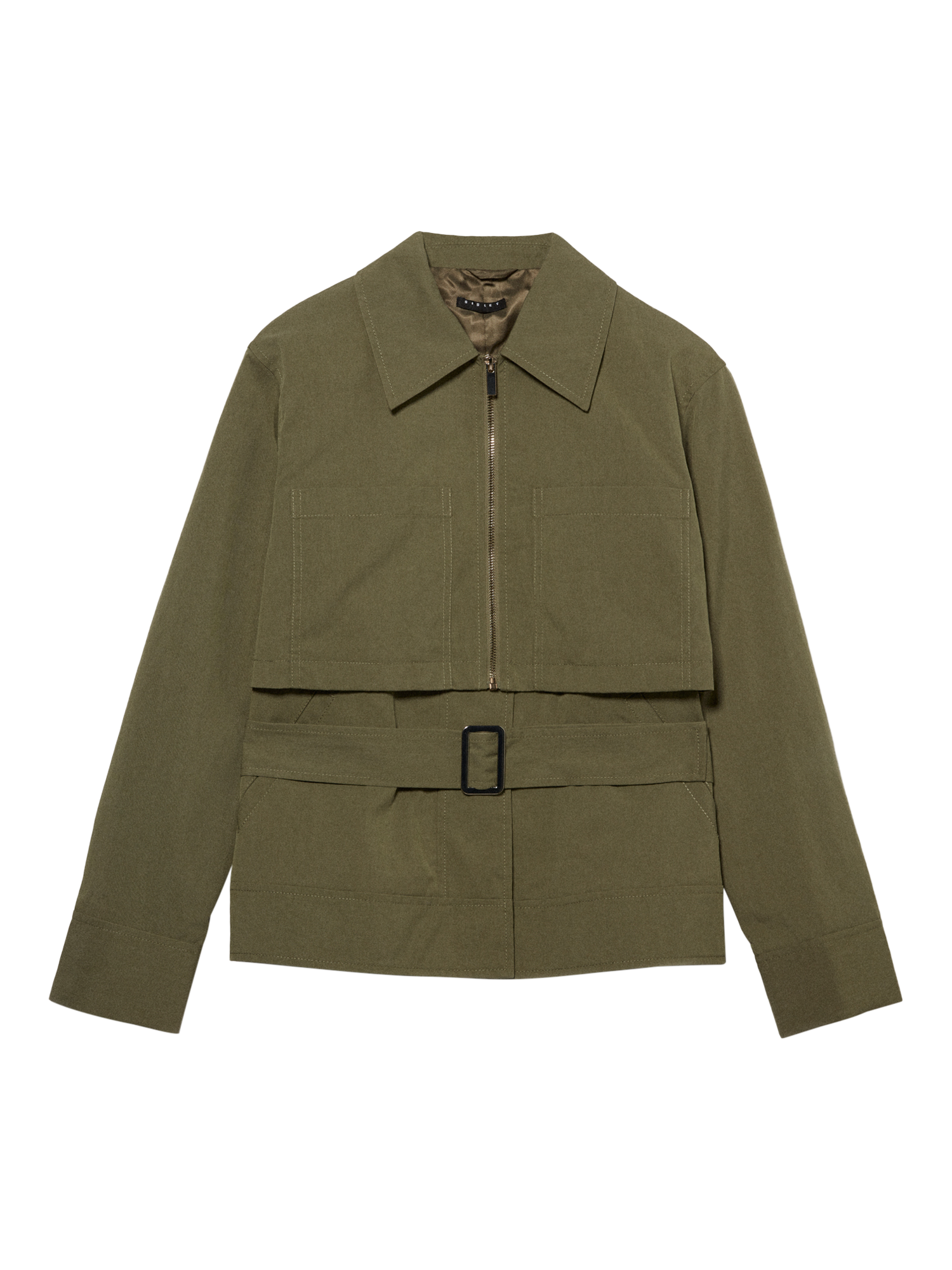 Product image 1 of 1, which shows SISLEY Peplum Belted Jacket, Military Green, L