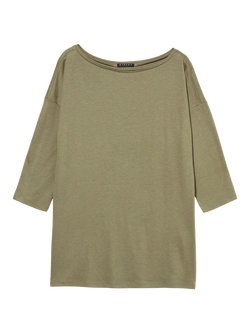 SISLEY Boat Neck 3/4 Sleeve Top, Military Green