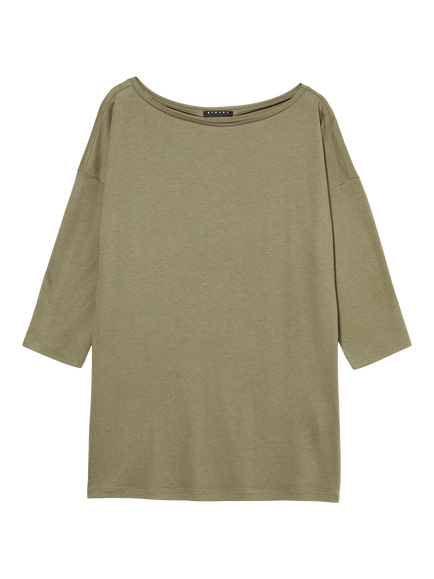 SISLEY Boat Neck 3/4 Sleeve Top, Military Green