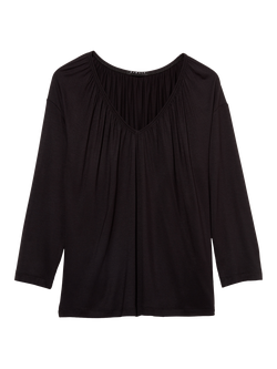 SISLEY Boat Neck 3/4 Sleeve Top, Black, Black