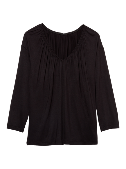 SISLEY Boat Neck 3/4 Sleeve Top, Black, Black