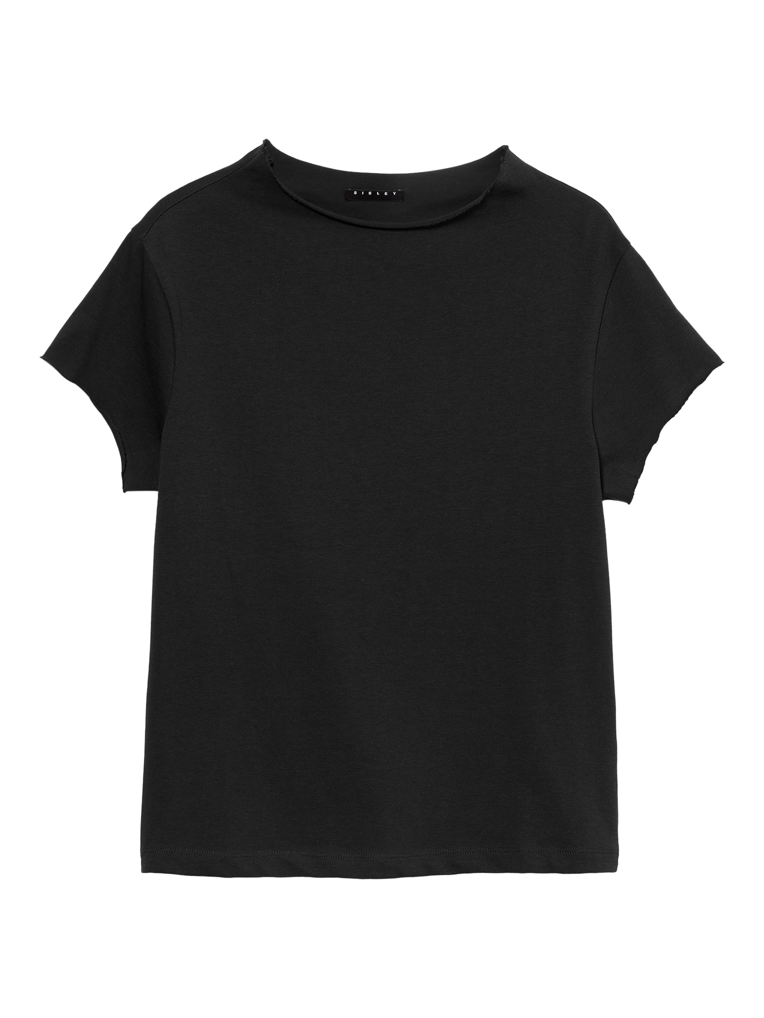 Product image 1 of 2, which shows SISLEY Raw Edge Detail T-Shirt, Black, L