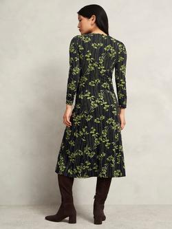 Hobbs Alison Botanical Jersey Dress containing LENZING™ ECOVERO™ Viscose, Navy/Green - view 2, Navy/Green