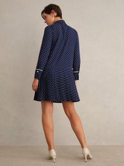 Hobbs Francesca Polka Dot Shirt Dress, Midnight Ivory - view 2, Midnight Ivory