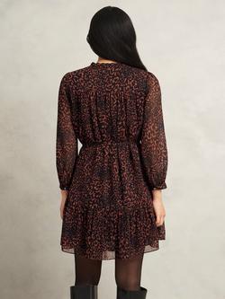 Hobbs Monikah Long Sleeve Animal Print Dress, Black Copper - view 2, Black Copper