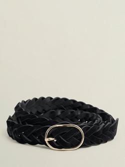 Hobbs Meera Woven Suede Belt, Black