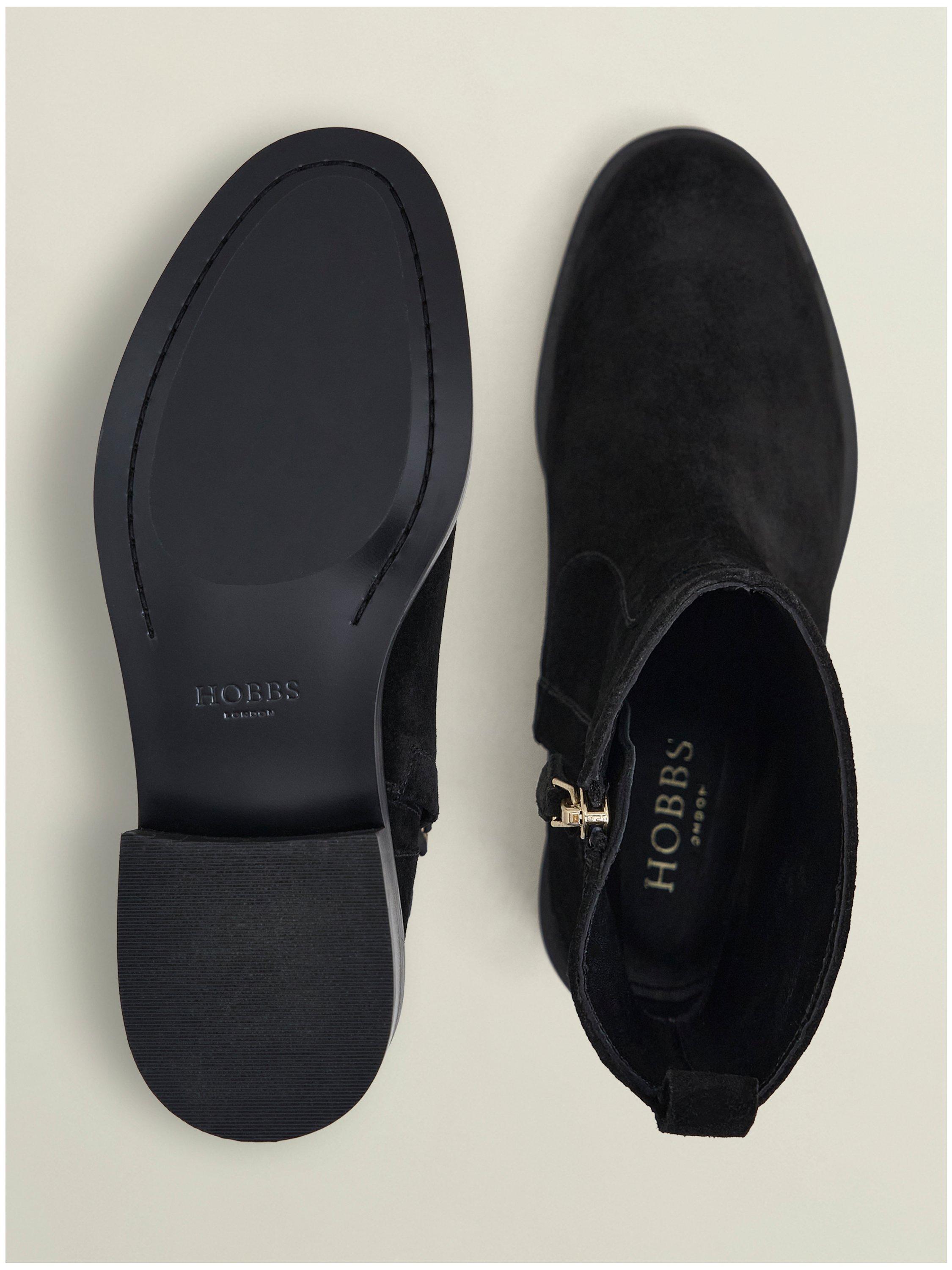 Product image 2 of 6, which shows Hobbs Georgie Suede Ankle Boots, Black, 4