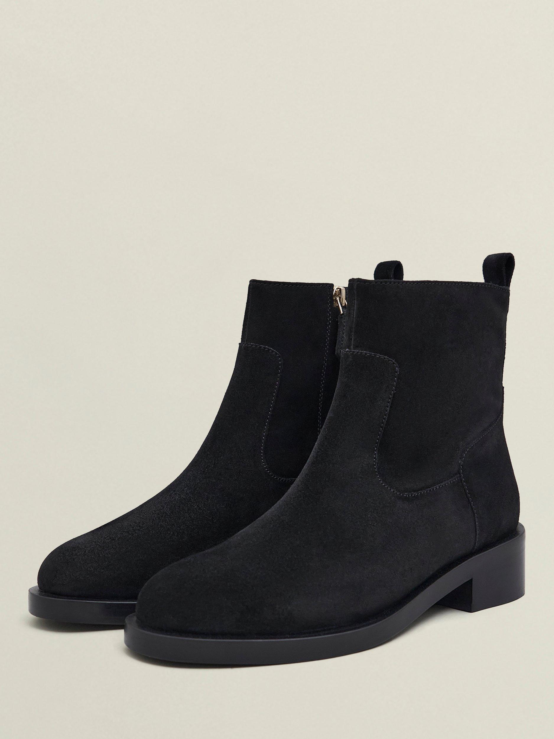 Product image 3 of 6, which shows Hobbs Georgie Suede Ankle Boots, Black, 4
