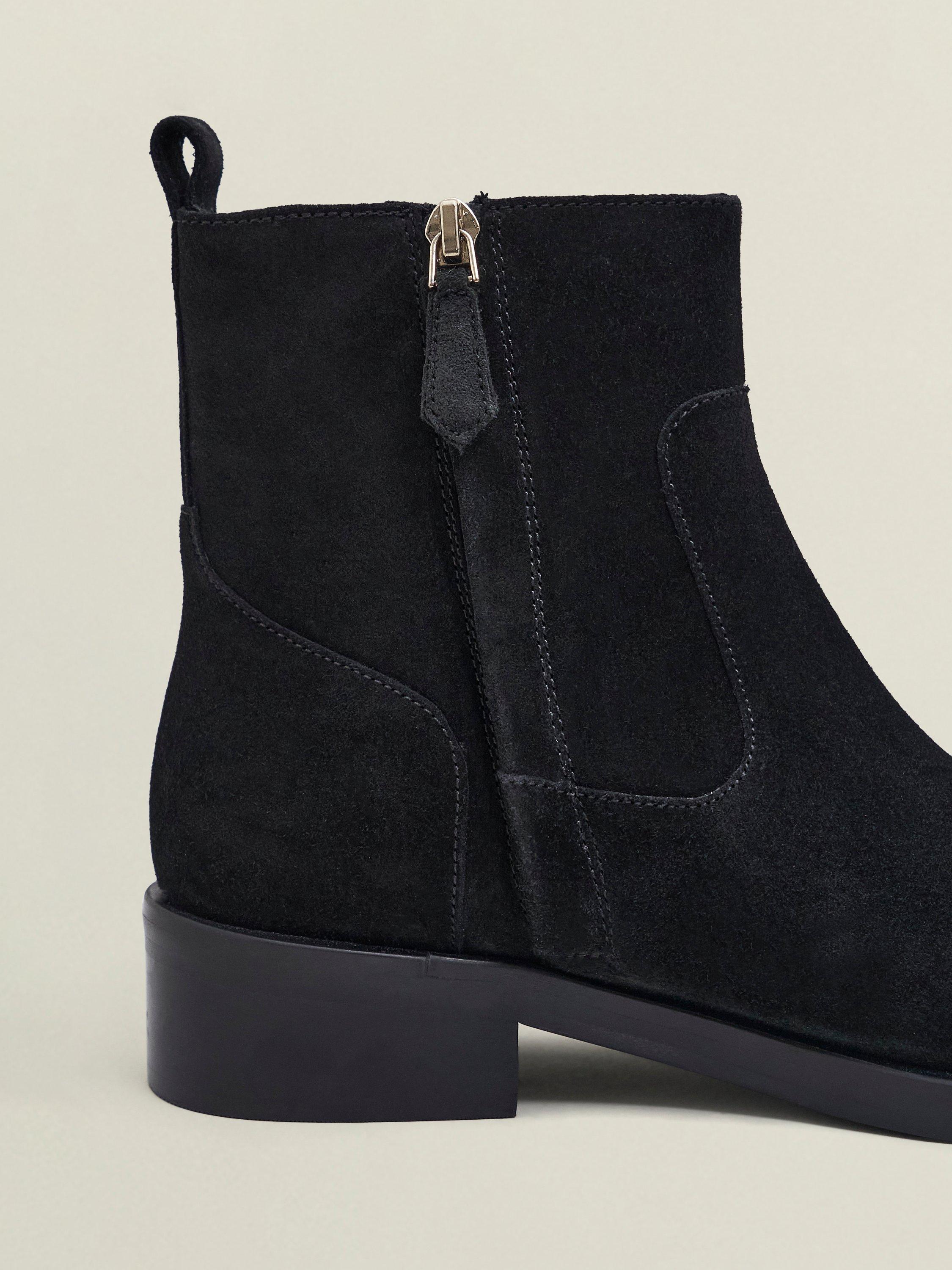 Product image 4 of 6, which shows Hobbs Georgie Suede Ankle Boots, Black, 4