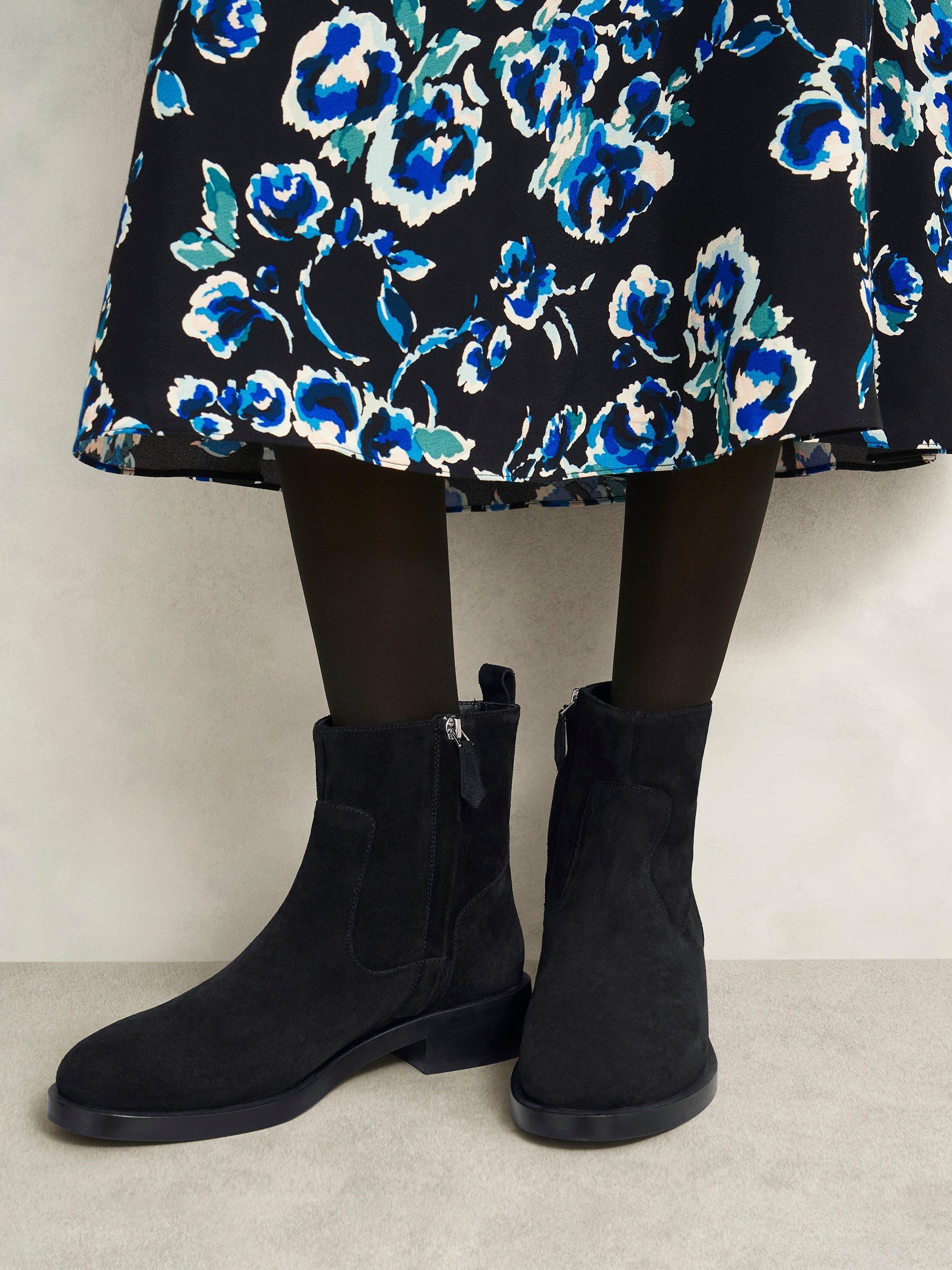 Product image 5 of 6, which shows Hobbs Georgie Suede Ankle Boots, Black, 4