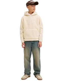 Jack & Jones Kids' Flare Teddy Fleece Hoodie, Oatmeal, Oatmeal