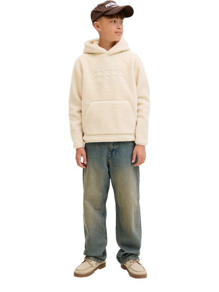 Jack & Jones Kids' Flare Teddy Fleece Hoodie, Oatmeal, Oatmeal
