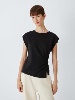 John Lewis Twist Side Sleeveless Cotton Top, Black