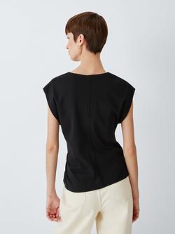 John Lewis Twist Side Sleeveless Cotton Top - view 2, Black