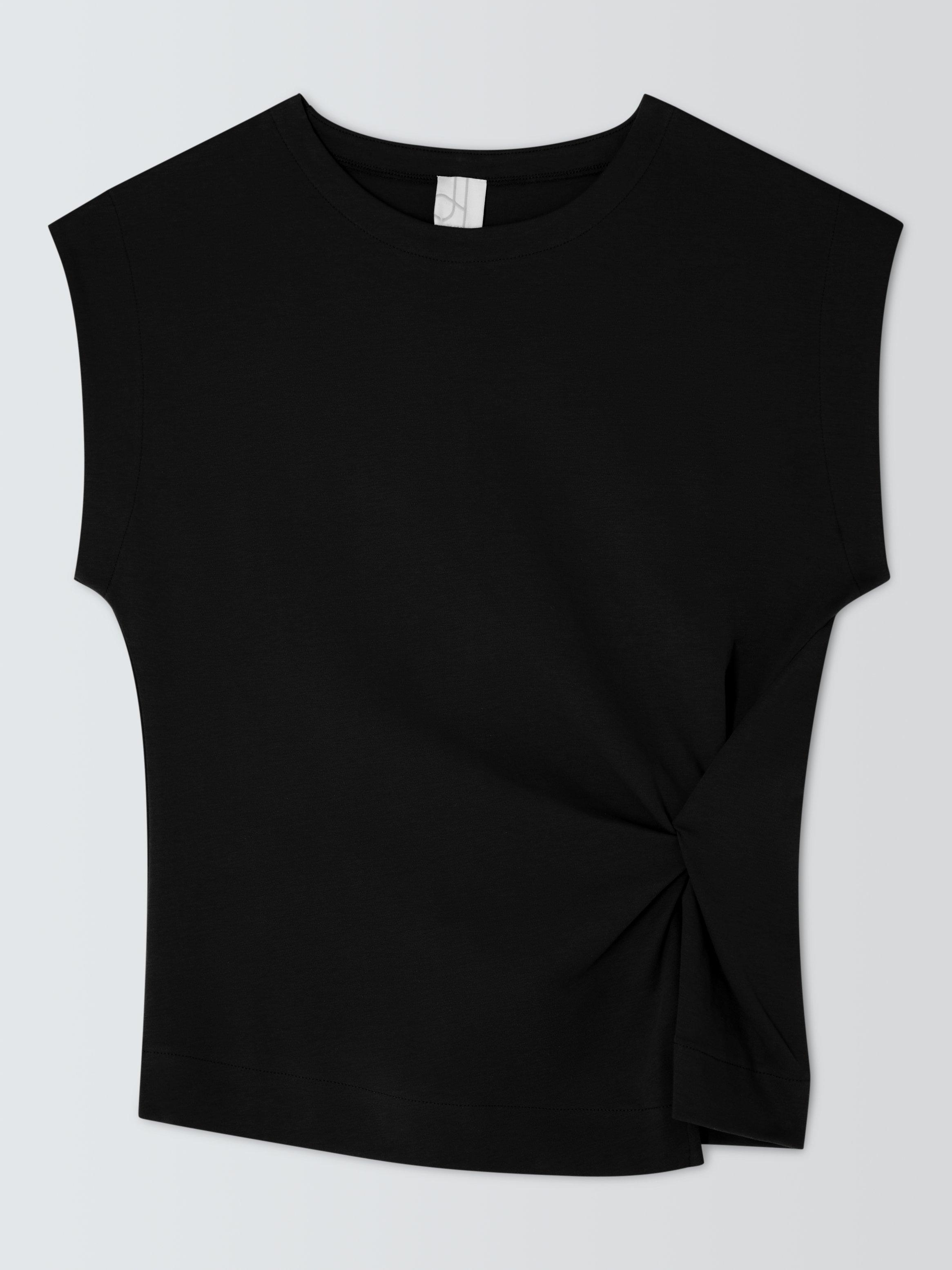 Product image 1 of 1, which shows John Lewis Twist Side Sleeveless Cotton Top, Black, 8