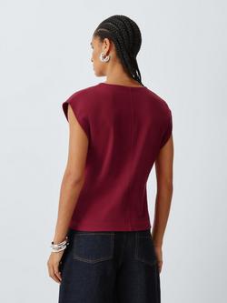 John Lewis Twist Side Sleeveless Cotton Top - view 2, Dark Red