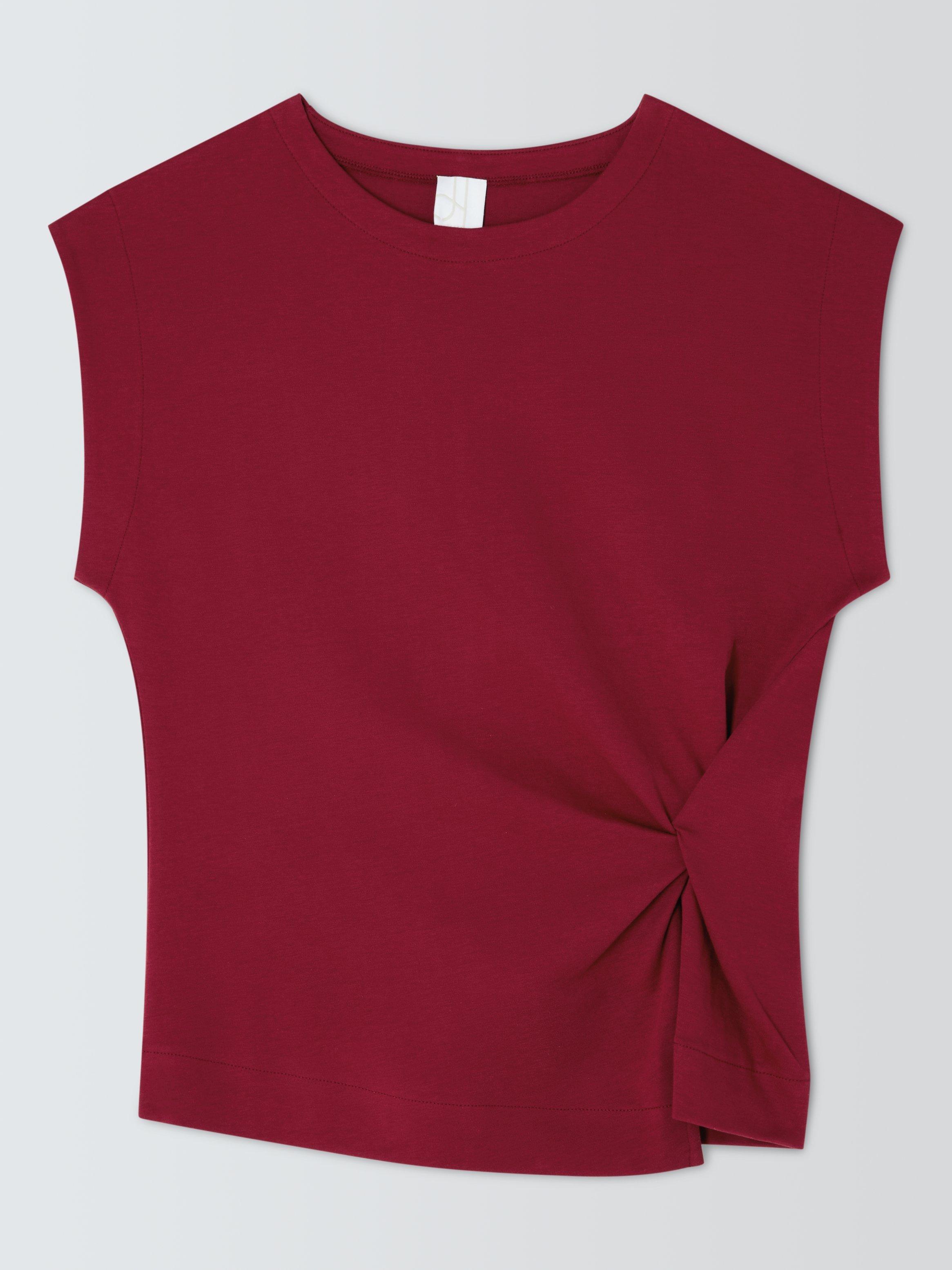 Product image 4 of 6, which shows John Lewis Twist Side Sleeveless Cotton Top, Dark Red, 8