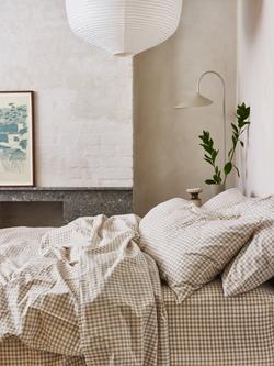 Piglet in Bed Washed Cotton Percale Gingham Bedding - view 2, Cafe Au Lait