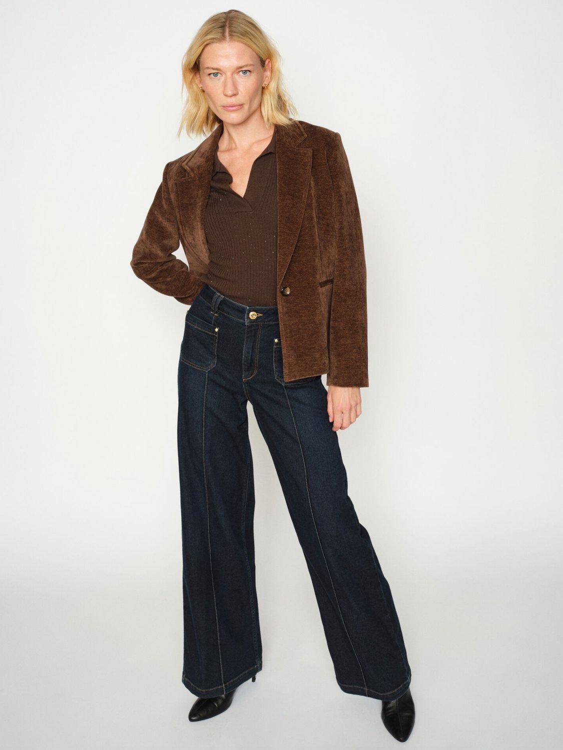 Product image 3 of 6, which shows MOS MOSH Colette Lyon Flared Jeans, Dark Blue, 30R