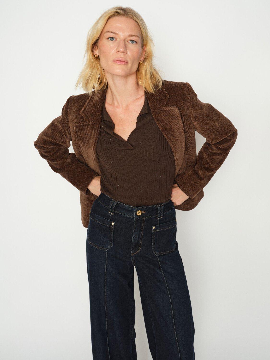Product image 4 of 6, which shows MOS MOSH Colette Lyon Flared Jeans, Dark Blue, 30R